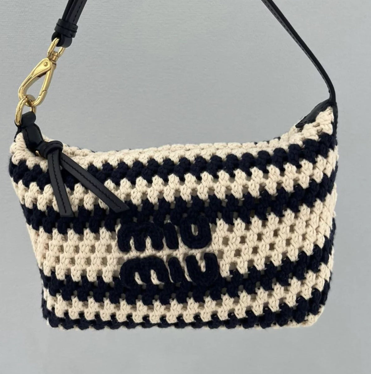 Striped Crochet Shoulder Bag